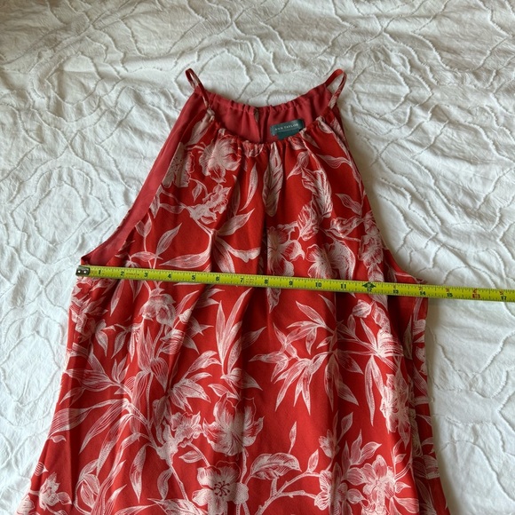 Ann Taylor Red Flowy Sleeveless Tank Top High Nevk Floral - Picture 3 of 7